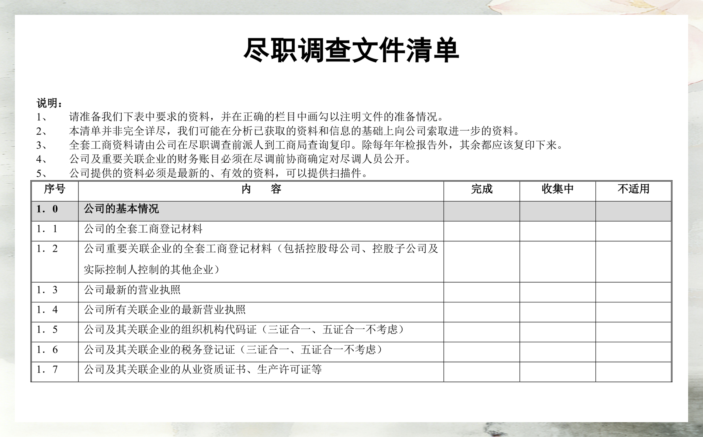 尽调清单模板定制(尽调资料清单如何提供)莆田市
